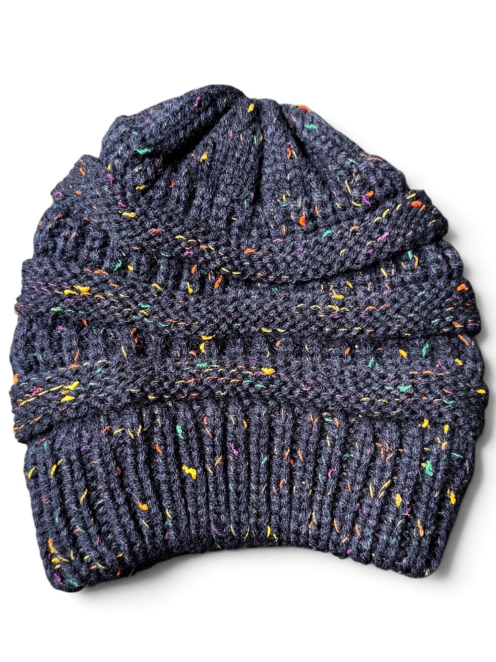 NWOT Navy Speckled Knit Beanie Unisex One Size
